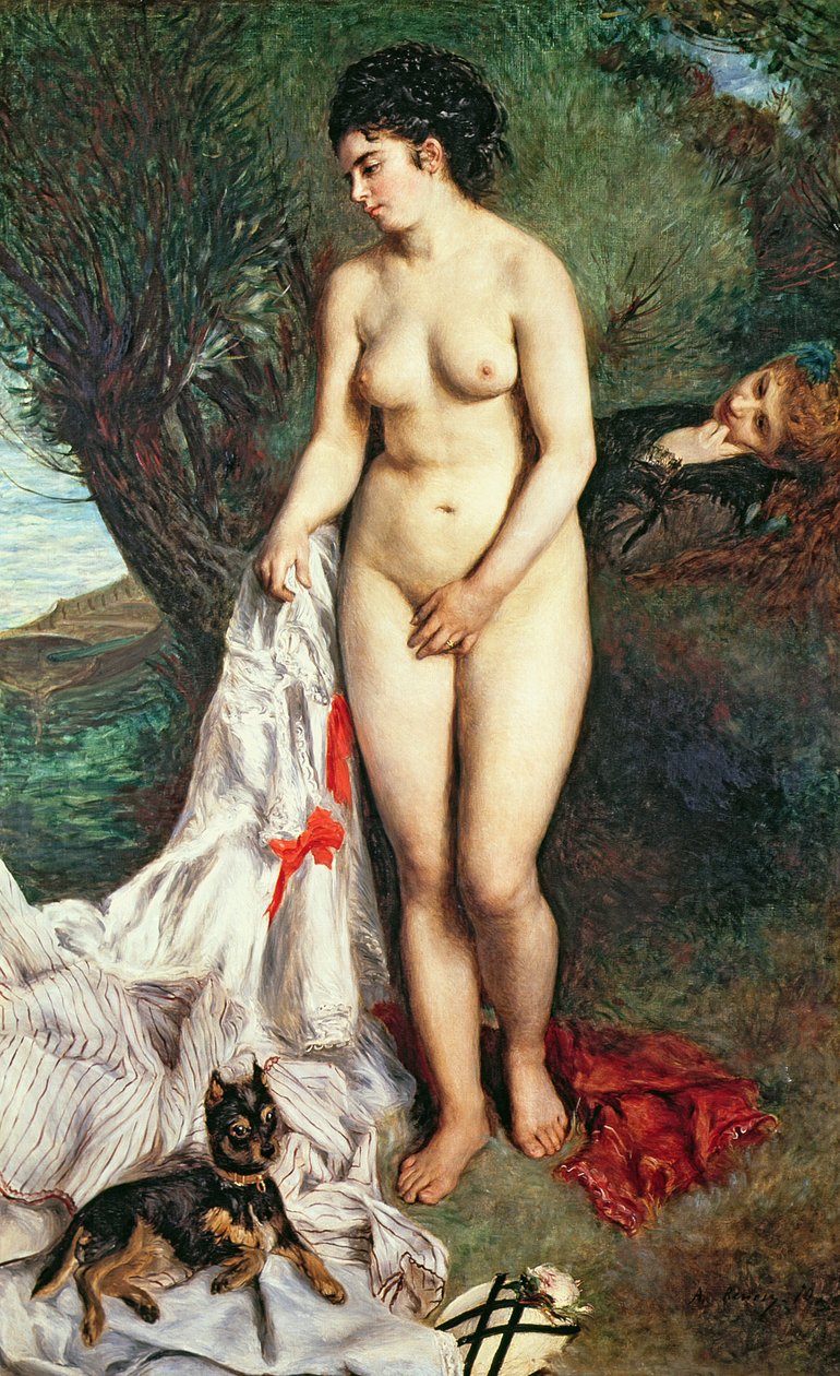 沐浴着格里芬狗，1870年 作者 皮埃尔·奥古斯特·雷诺阿