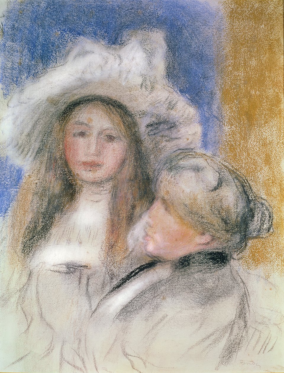 Berthe Morisot（1841-95）和她的女儿Julie Manet（1878-1966）（粉彩纸） 作者 皮埃尔·奥古斯特·雷诺阿
