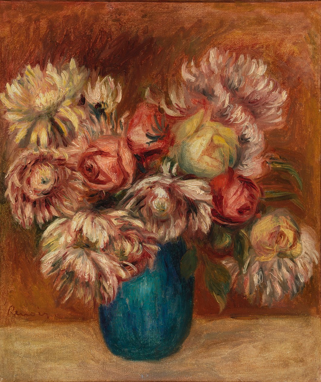 绿色花瓶里的花（绿色花瓶里的花） 作者 皮埃尔·奥古斯特·雷诺阿