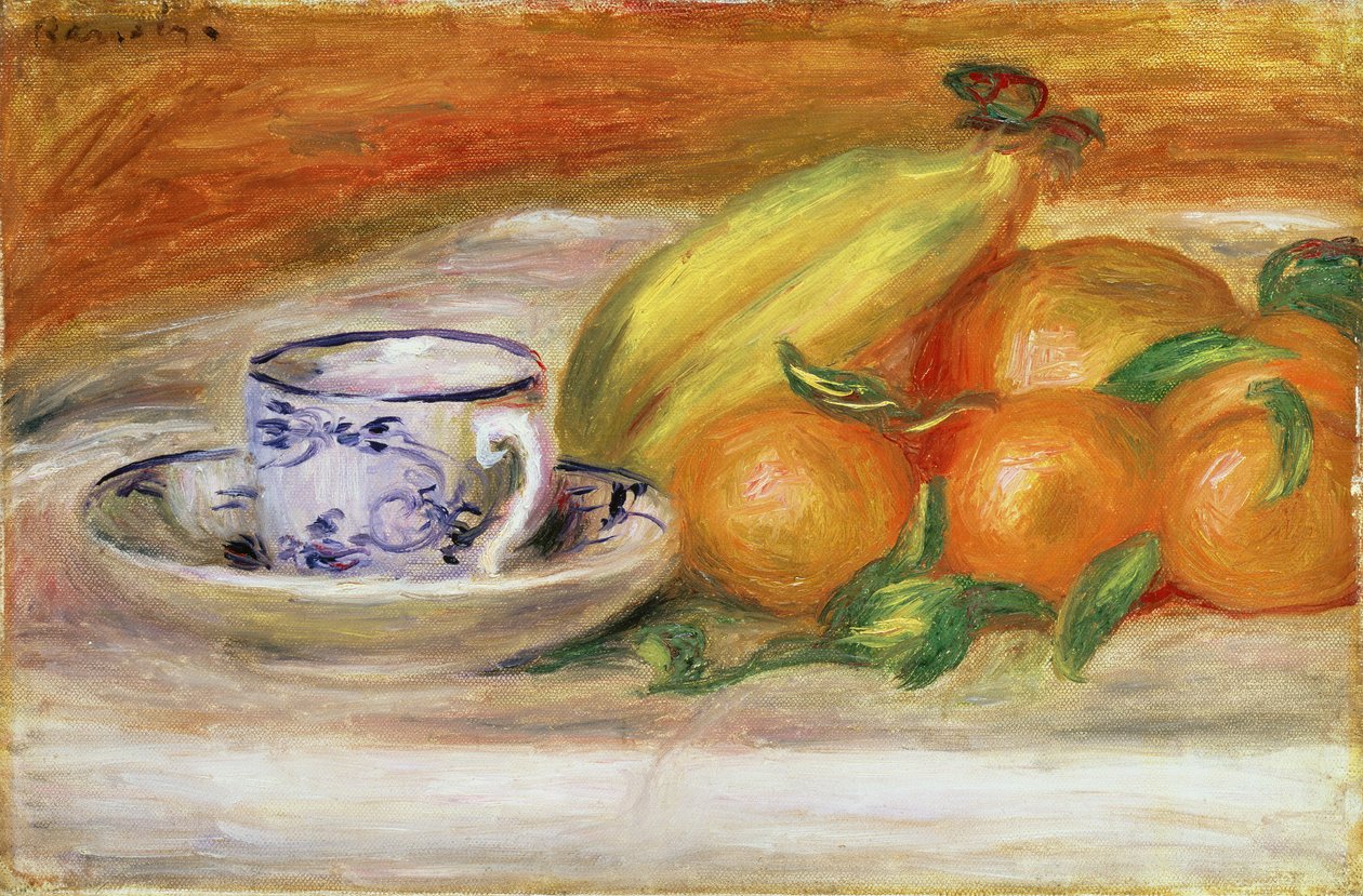 水果与杯子和碟子，c.1913 作者 皮埃尔·奥古斯特·雷诺阿