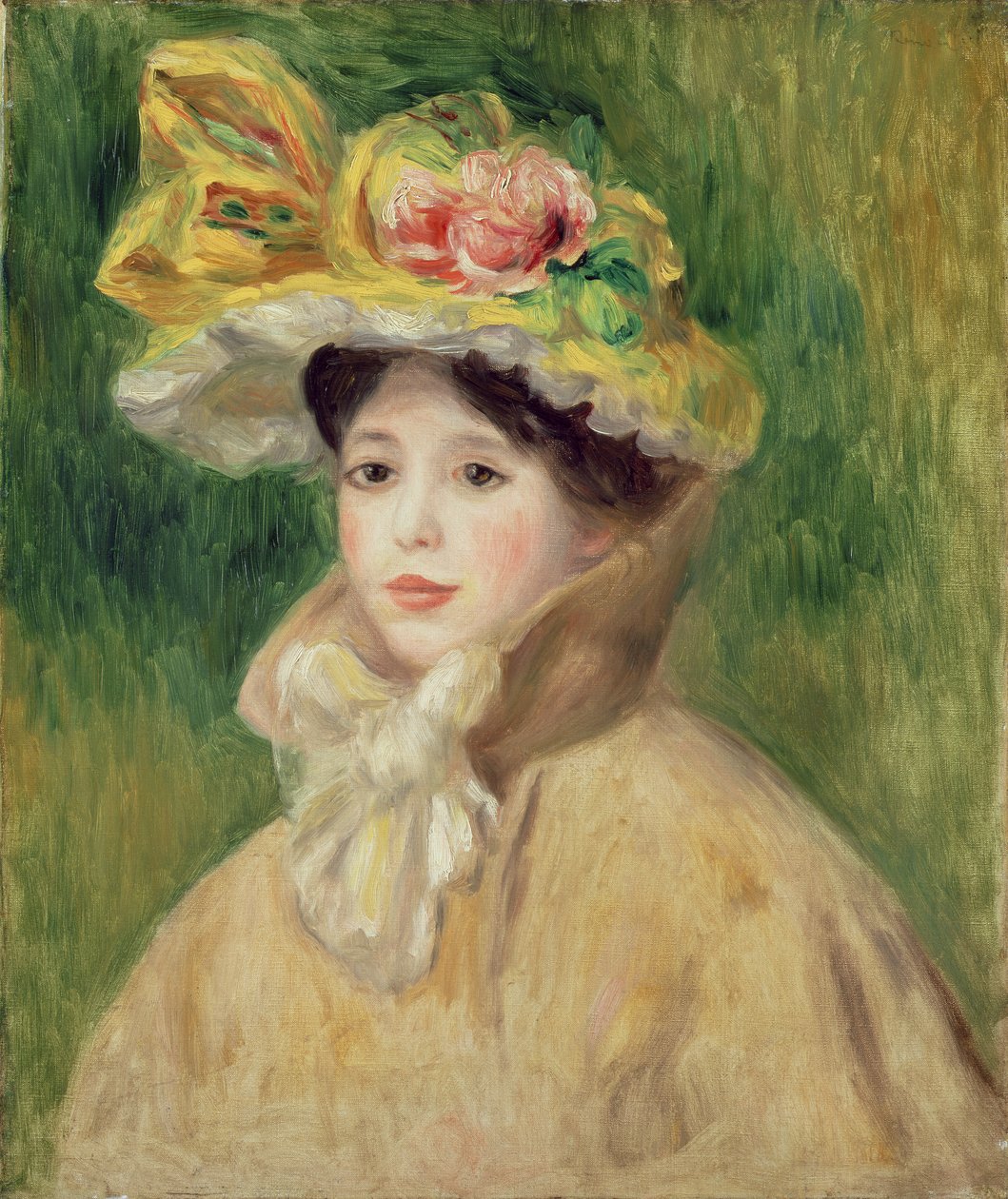有黄色海角的女孩，1901年 作者 皮埃尔·奥古斯特·雷诺阿