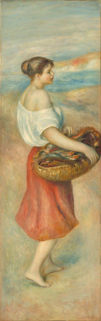 有鱼篮子的女孩，c.1889 作者 皮埃尔·奥古斯特·雷诺阿