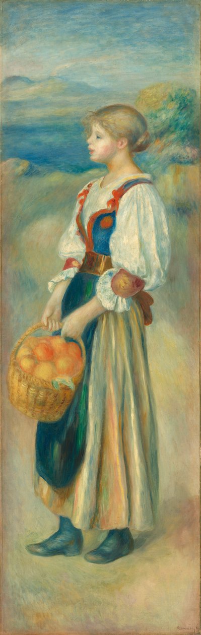 有桔子篮子的女孩，c.1889 作者 皮埃尔·奥古斯特·雷诺阿