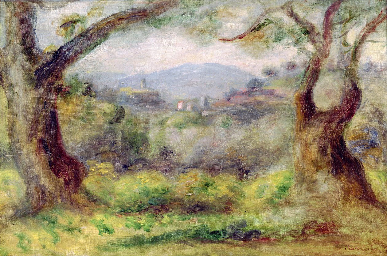 1910年在Les Collettes景观 作者 皮埃尔·奥古斯特·雷诺阿