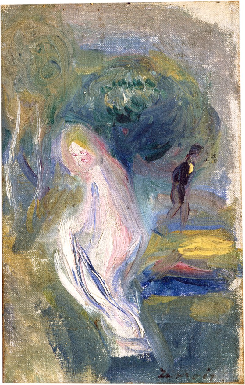 裸体与背景中的图，c.1882 作者 皮埃尔·奥古斯特·雷诺阿