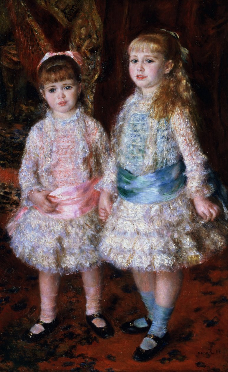 粉红色和蓝色，或者The Cahen d&39;Anvers Girls，1881 作者 皮埃尔·奥古斯特·雷诺阿