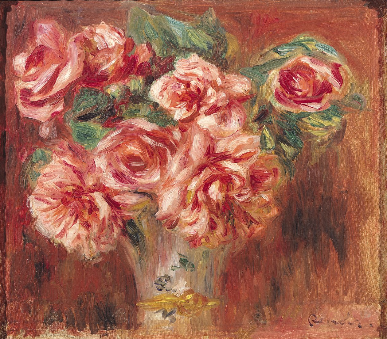 花瓶里的玫瑰，1890年 作者 皮埃尔·奥古斯特·雷诺阿
