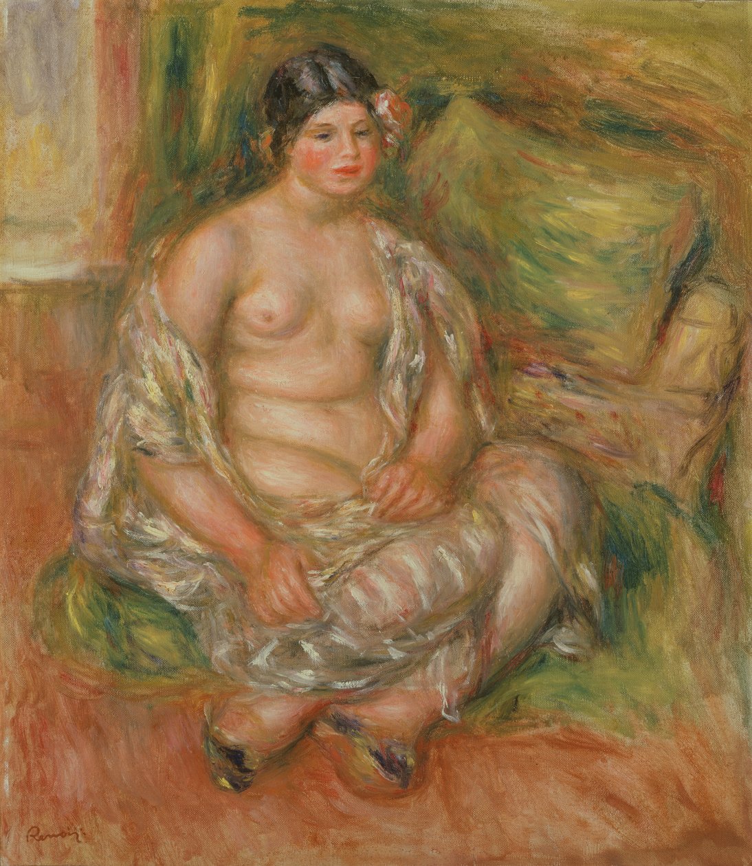 坐着Odalisque，1918年 作者 皮埃尔·奥古斯特·雷诺阿