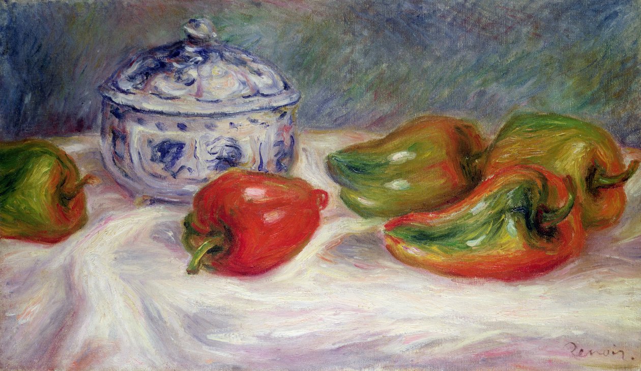 静物与糖碗和红辣椒，c.1905 作者 皮埃尔·奥古斯特·雷诺阿