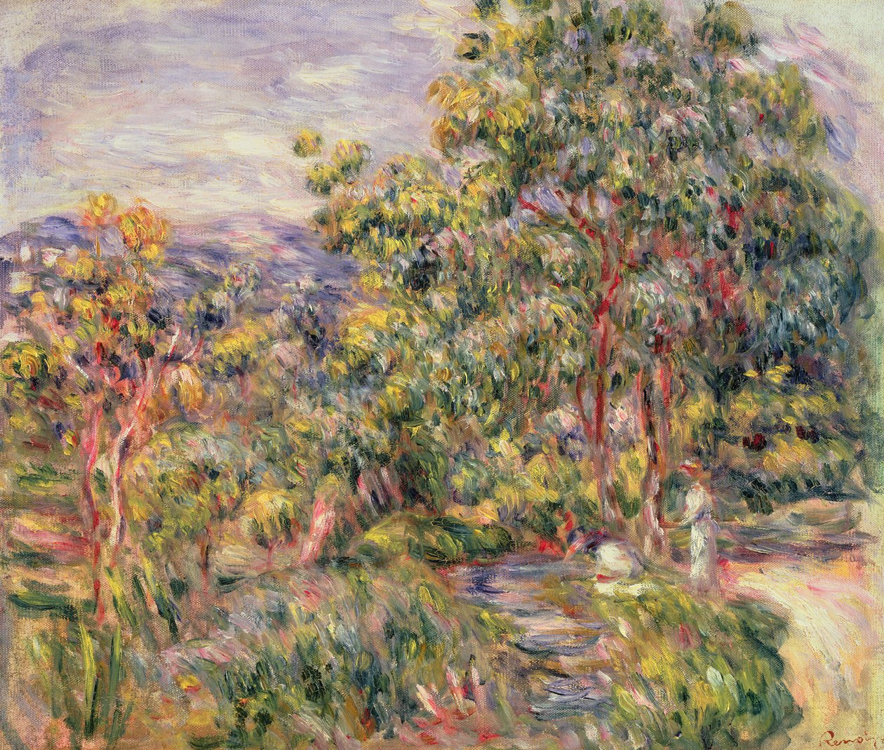 观点的Cagnes，c.1900 作者 皮埃尔·奥古斯特·雷诺阿