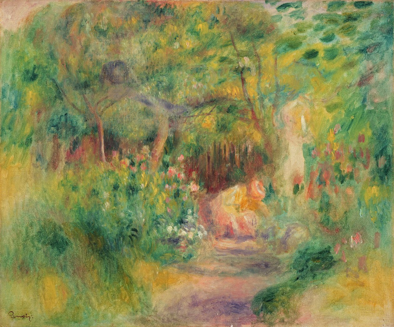 女人园艺，c.1895 作者 皮埃尔·奥古斯特·雷诺阿