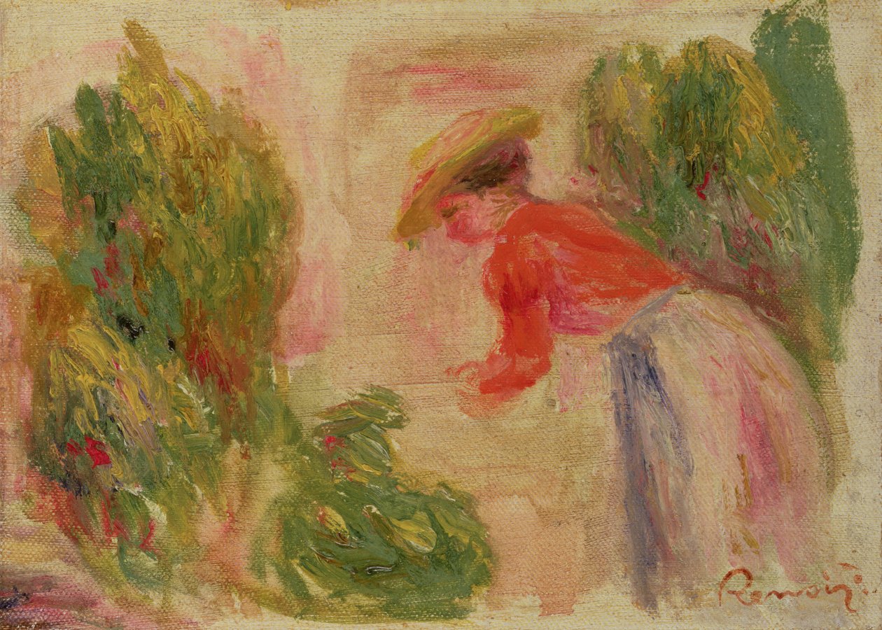 收集花的妇女（妇女采摘花）1906-10 作者 皮埃尔·奥古斯特·雷诺阿