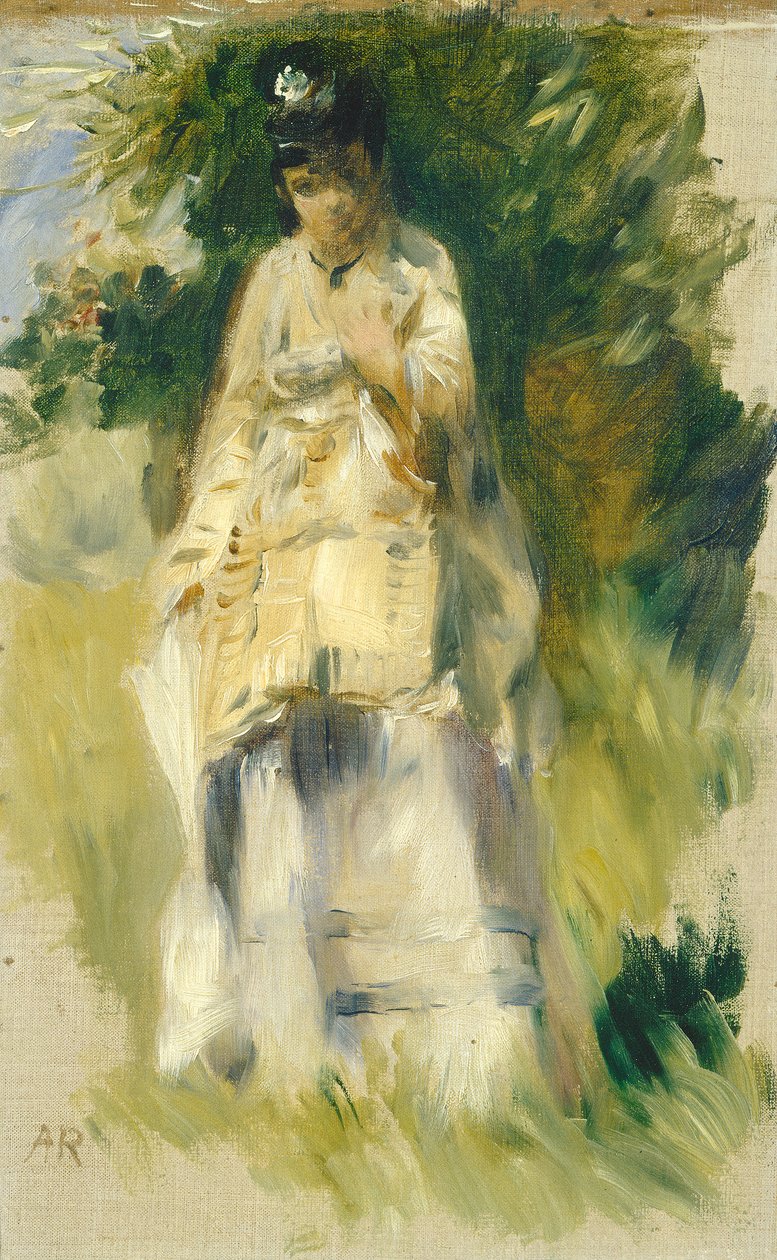 女人站在一棵树，1866年 作者 皮埃尔·奥古斯特·雷诺阿