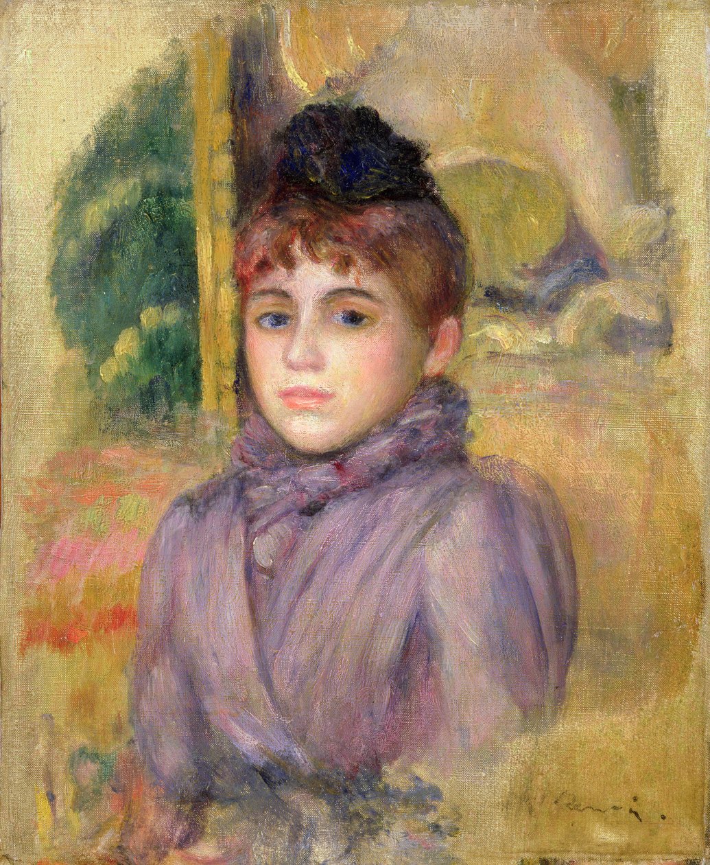 蓝色的妇女与帽子，c.1885 作者 皮埃尔·奥古斯特·雷诺阿
