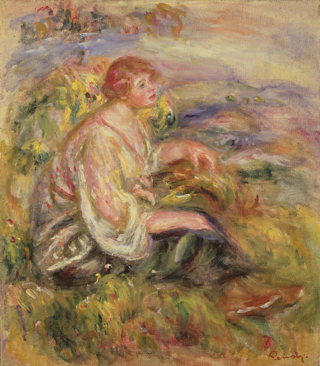 山坡上的女人，c.1916-18 作者 皮埃尔·奥古斯特·雷诺阿