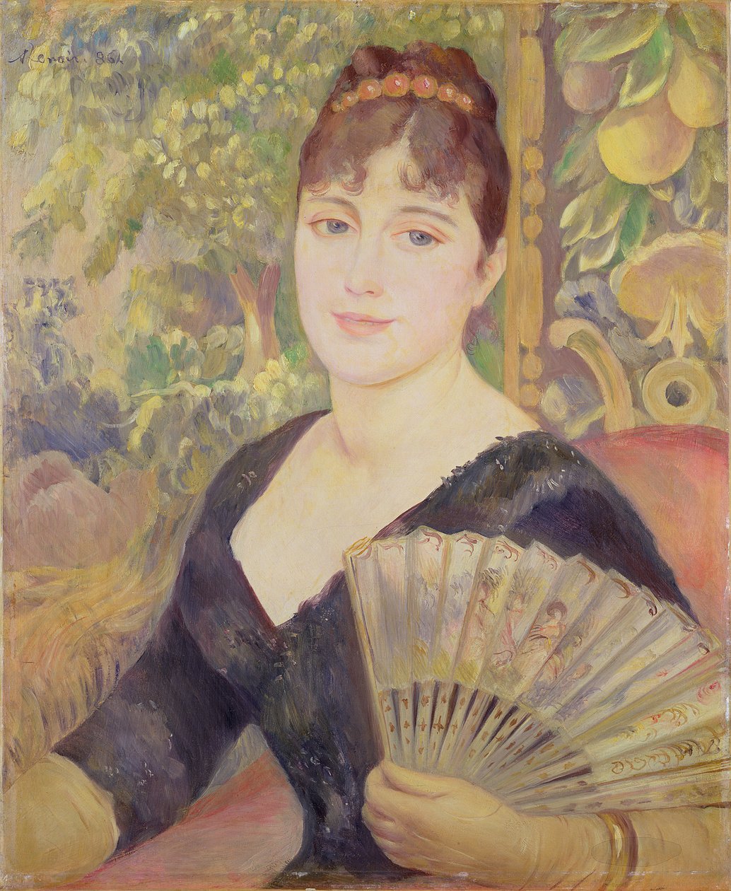 风扇的女人，1886年 作者 皮埃尔·奥古斯特·雷诺阿