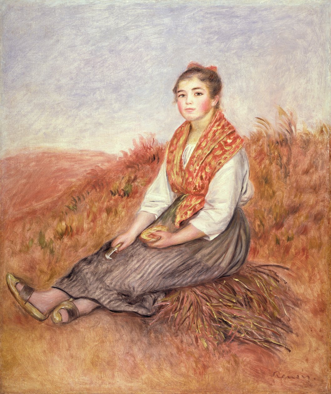 有捆绑木柴的妇女，c.1882 作者 皮埃尔·奥古斯特·雷诺阿