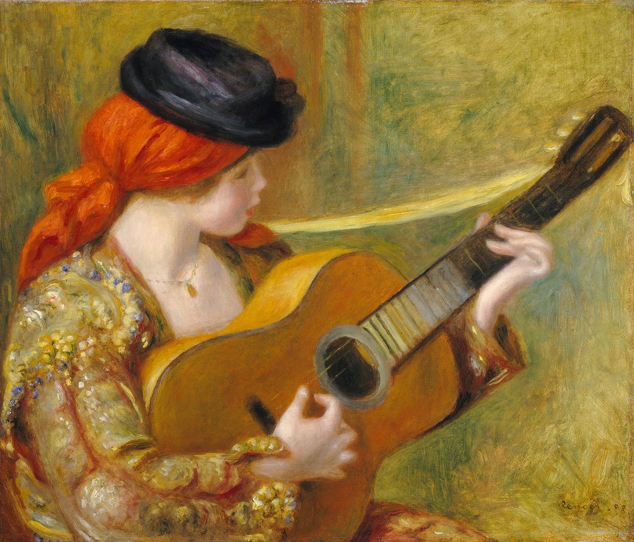 有吉他的年轻西班牙妇女，1898年 作者 皮埃尔·奥古斯特·雷诺阿