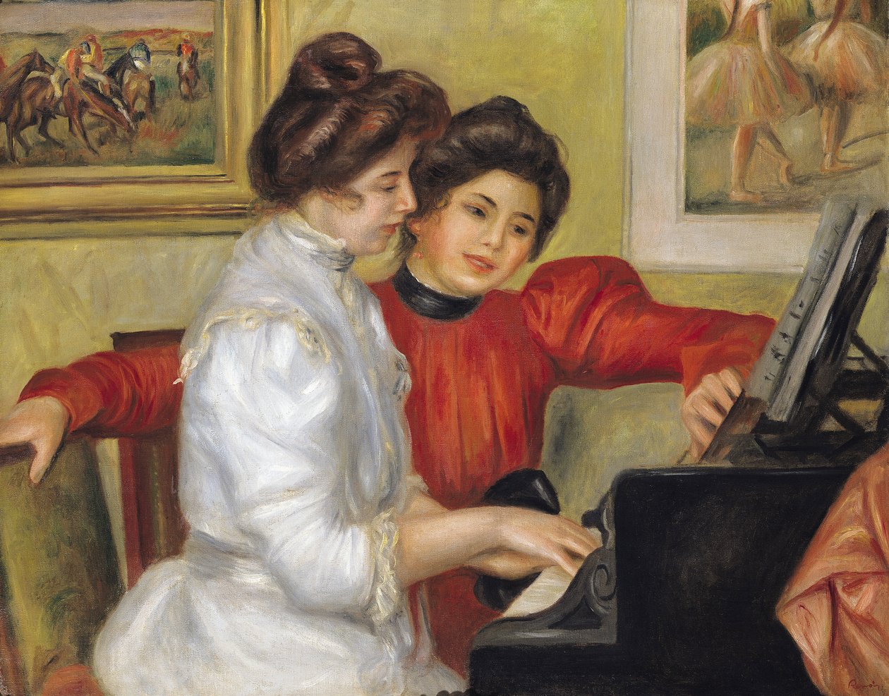 Yvonne和Christine Lerolle在钢琴上，1897年 作者 皮埃尔·奥古斯特·雷诺阿