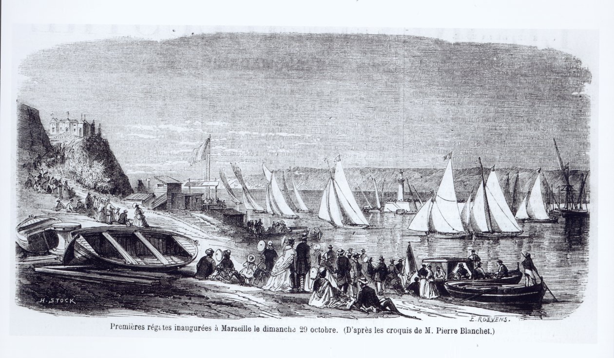 马赛的第一场帆船比赛，来自Le Monde Illustre，1861年11月9日 作者 皮埃尔·布兰切特