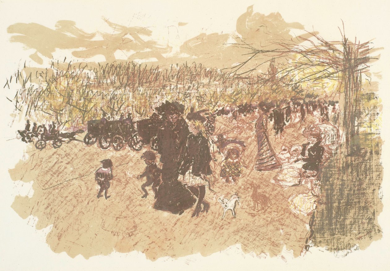 Avenue du Bois，该系列的石版画巴黎生活的某些方面 作者 皮埃尔·邦纳德