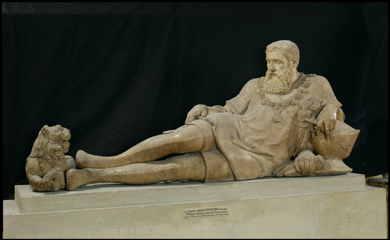 Philippe de Chabot（1480-1543）法国海军上将，1570年（大理石）的肖像 作者 皮埃尔·邦普斯（Pierre Bontemps）