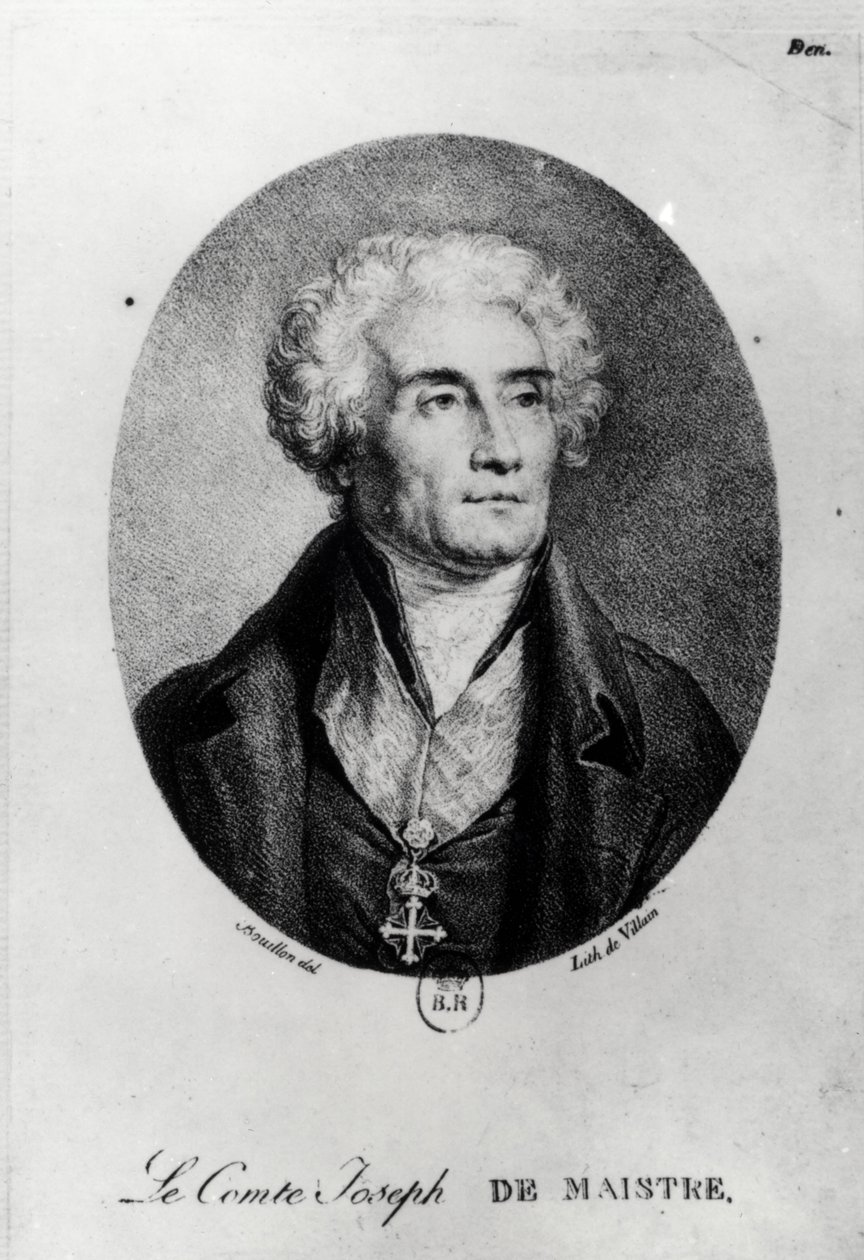 Joseph de Maistre伯爵（1753-1821）的肖像，由Francois le Villain雕刻 作者 皮埃尔·布永