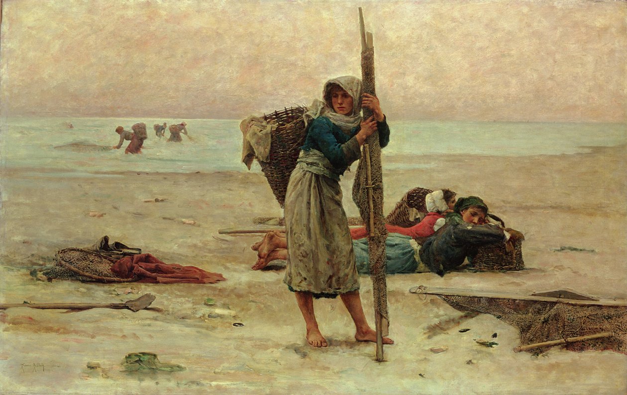 牡蛎捕捉，1884年 作者 皮埃尔·塞莱斯坦·比利（Pierre Celestin Billet）
