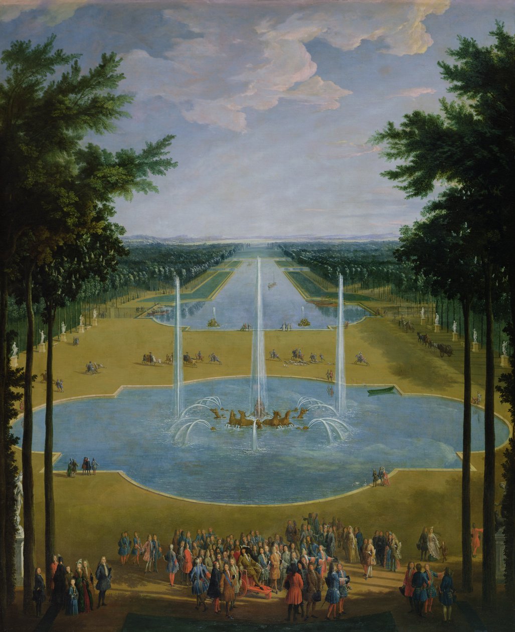 Bassin d&39;Apollon的看法在凡尔赛庭院里，1713年 作者 皮埃尔·丹尼斯·马丁