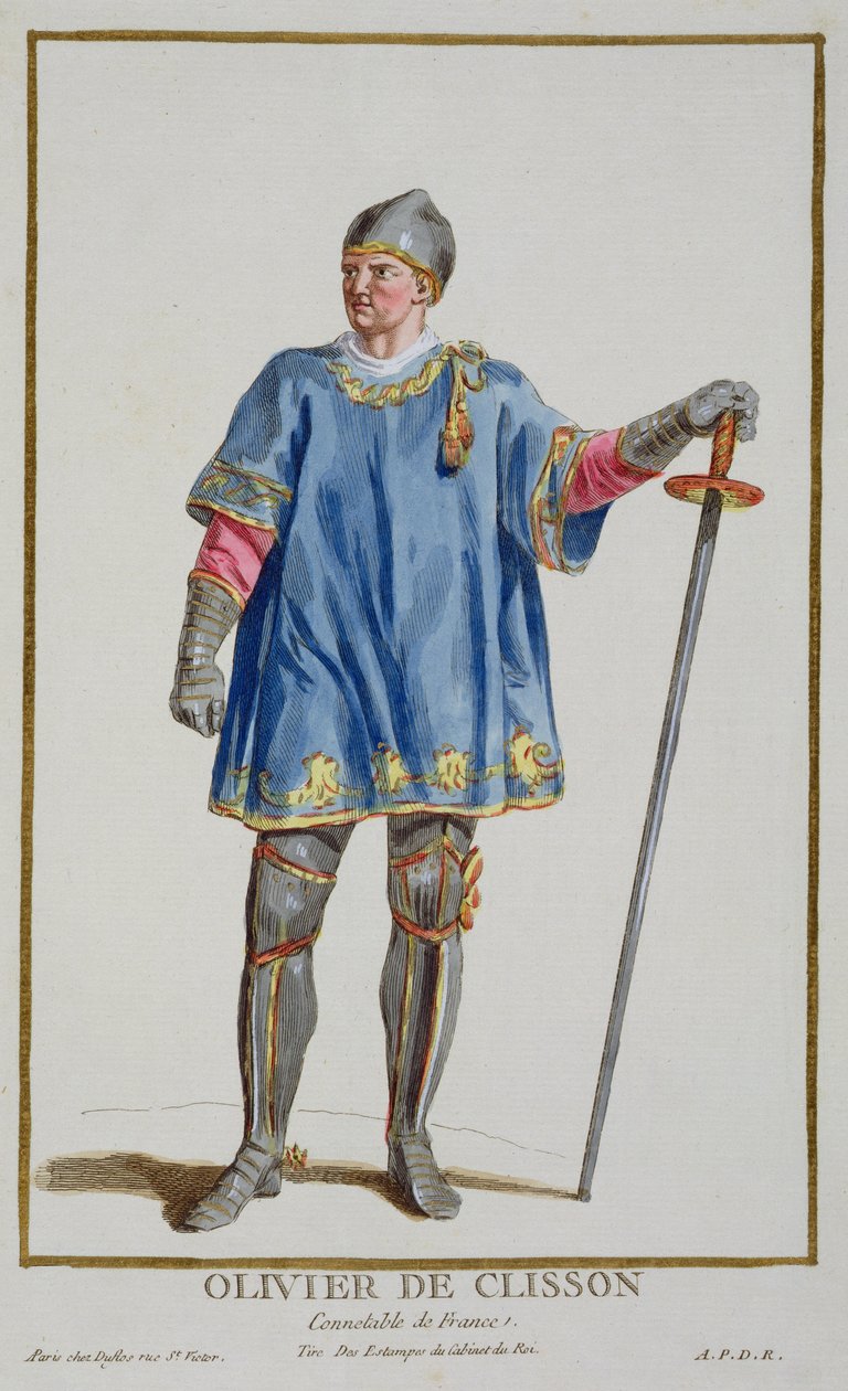 Olivier de Clisson（1332-1407）法国警察从“收集所有现有国家的服装的&39;印刷品，代表范围和Dignites&39;，1780年出版（手工制作） 作者 皮埃尔·杜弗洛斯