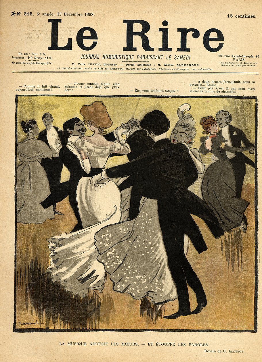 从1898年12月17日&39;Le Rire&39;的封面上跳舞夫妇（colout litho） 作者 皮埃尔·乔治·让尼奥