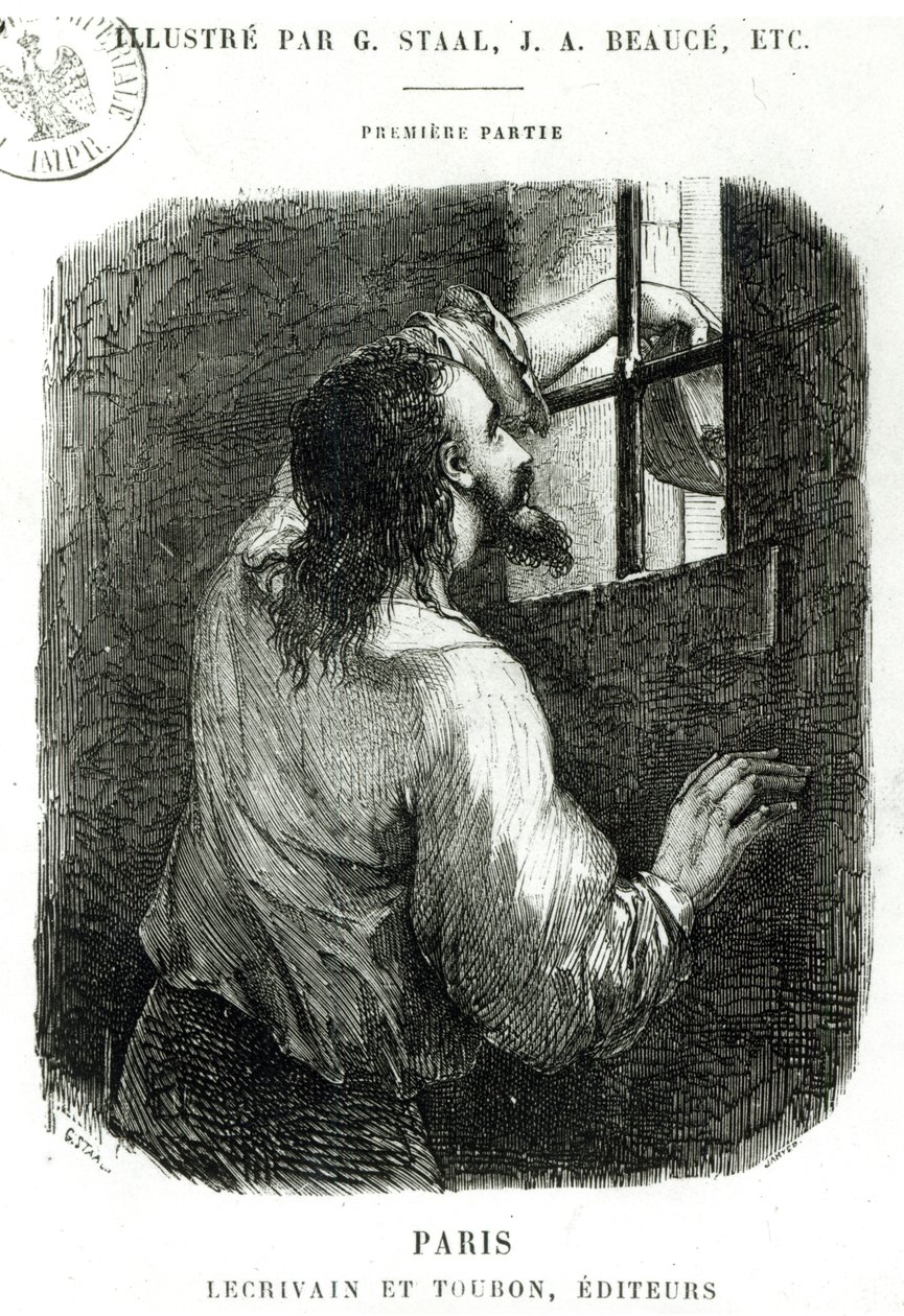 Edmond Dantes在1845年之后被亚历山大·杜马斯（1802-70）从“基督山伯爵”中的插图中囚禁 作者 皮埃尔·古斯塔夫·尤金·斯塔尔