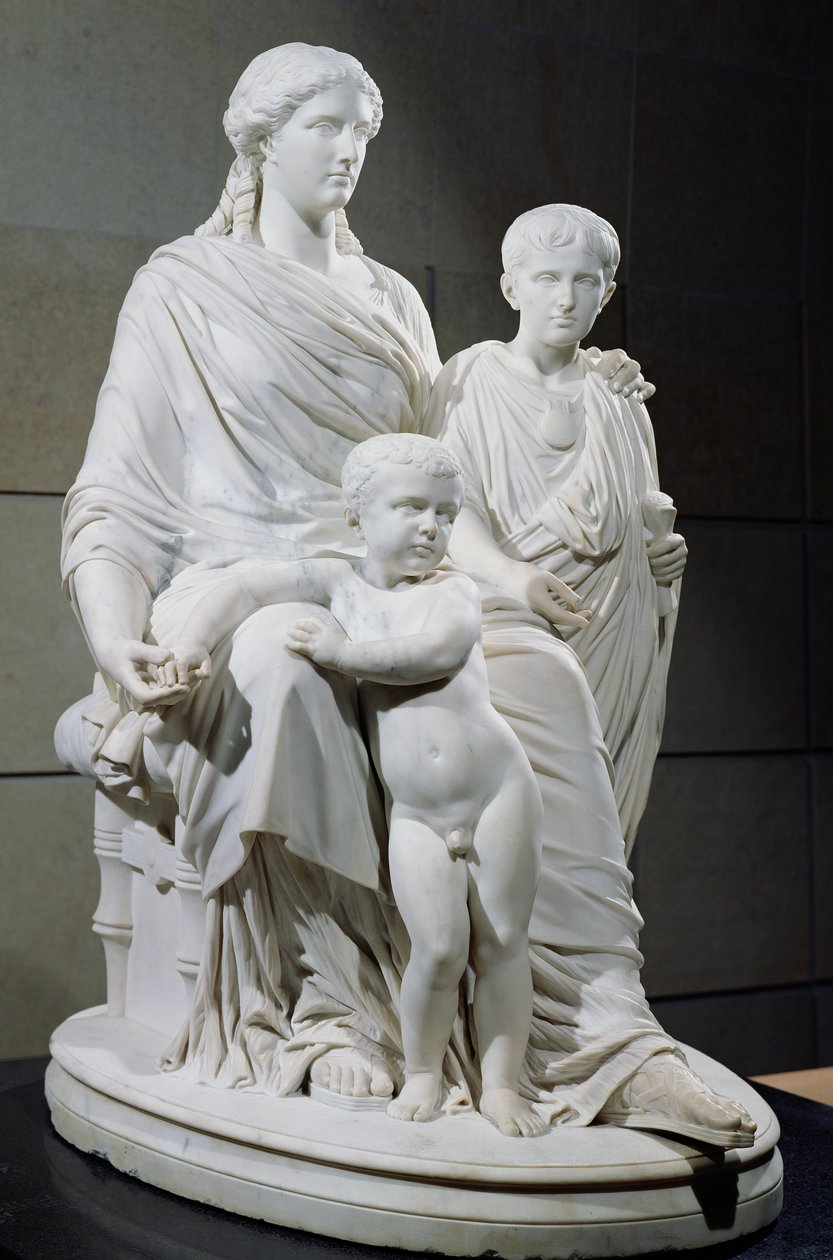 Cornelia，两个Gracchi兄弟的母亲，1861年（大理石） 作者 皮埃尔·朱尔斯·卡维尔