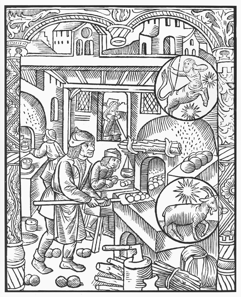 十二月，来自&39;Almanach des Bergers&39;，1491（xylograph） 作者 皮埃尔·勒·鲁格