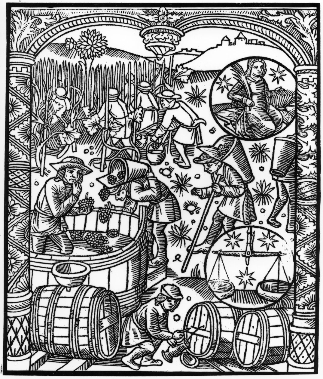 9月，来自“牧羊人的年鉴”，1491年（xylograph） 作者 皮埃尔·勒·鲁格