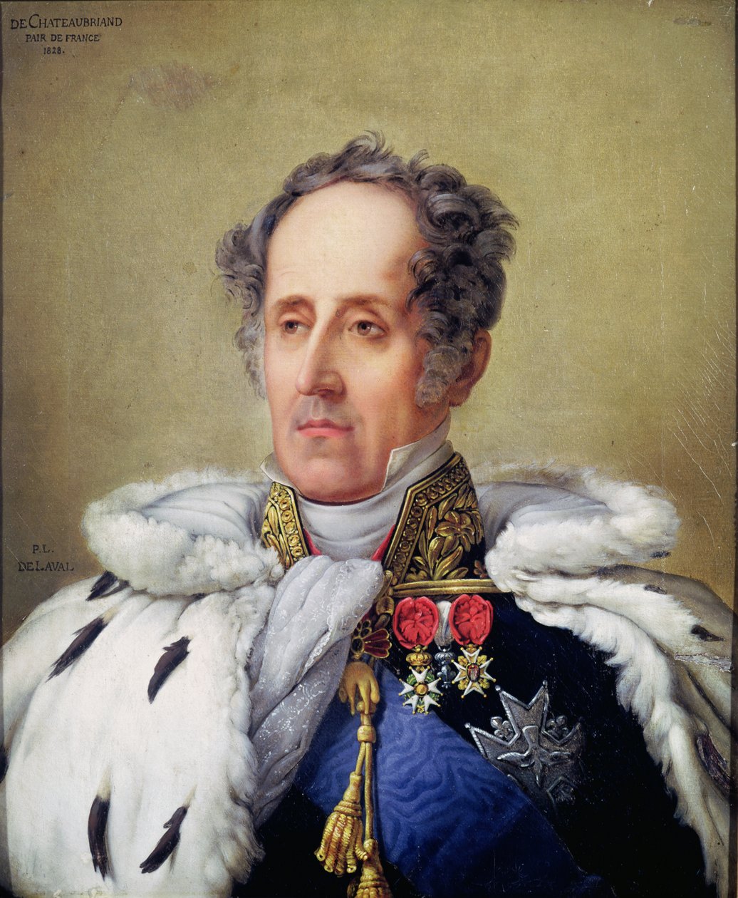 Francois Rene的肖像（1768-1848）Chateaubriand的子爵，1828年 作者 皮埃尔·路易斯·德拉瓦