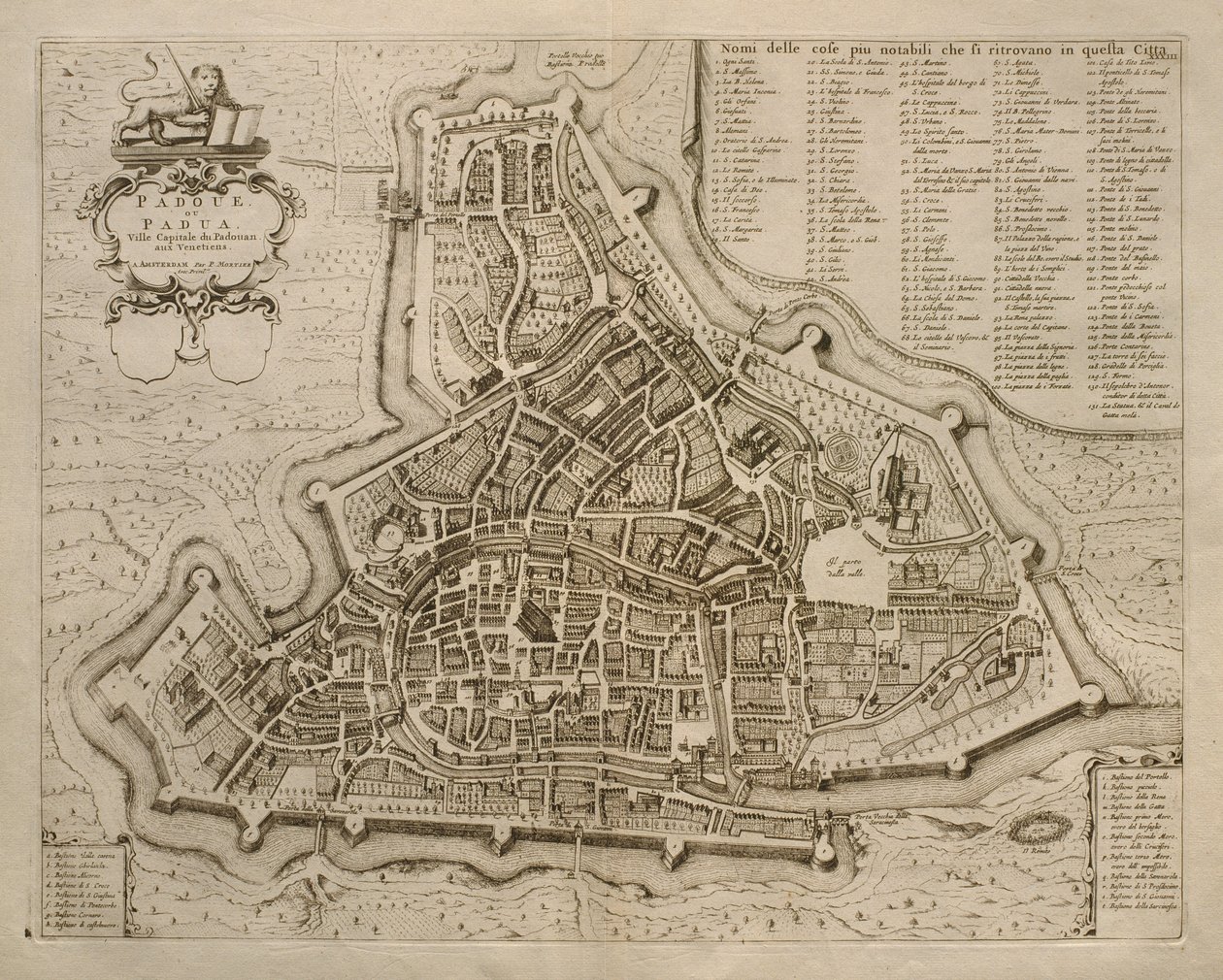 帕多瓦地图，来自&39;威尼托城市&39;，1704年，由Pierre Mortier在阿姆斯特丹出版 作者 皮埃尔·莫蒂埃
