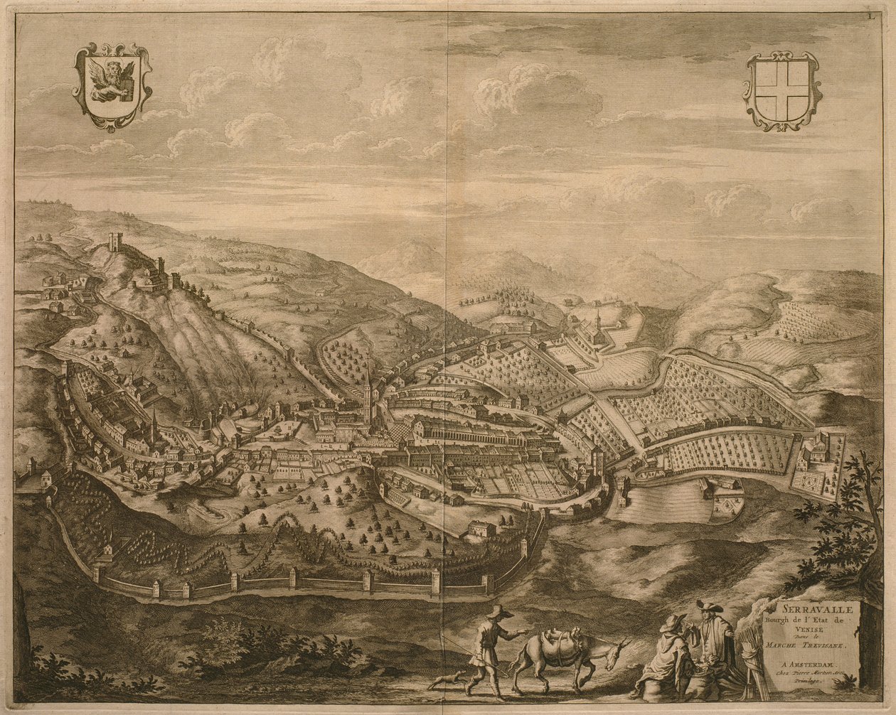 Serravalle地图，来自&39;威尼托城市&39;，1704年，由Pierre Mortier在阿姆斯特丹出版 作者 皮埃尔·莫蒂埃