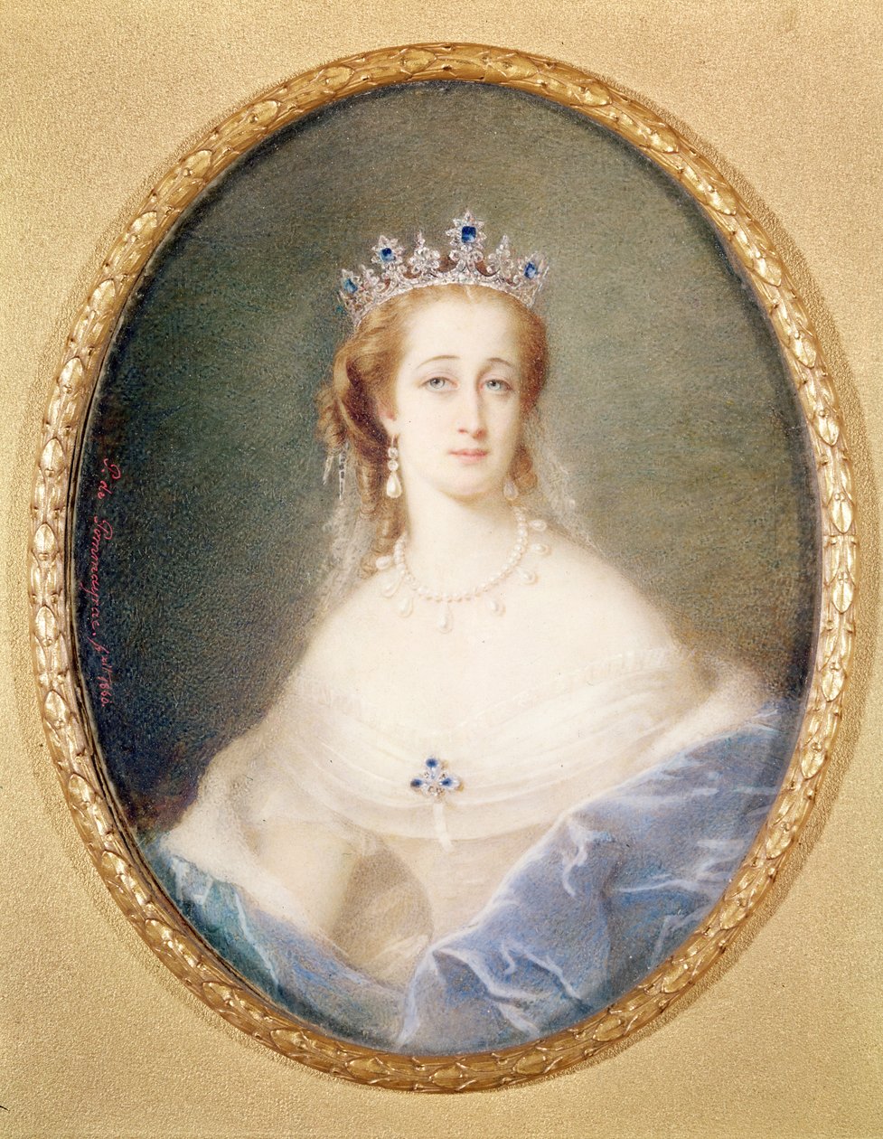 女皇尤金妮（1826-1920）的肖像缩影，1860年 作者 皮埃尔·保罗·伊曼纽尔·德·波玛拉克