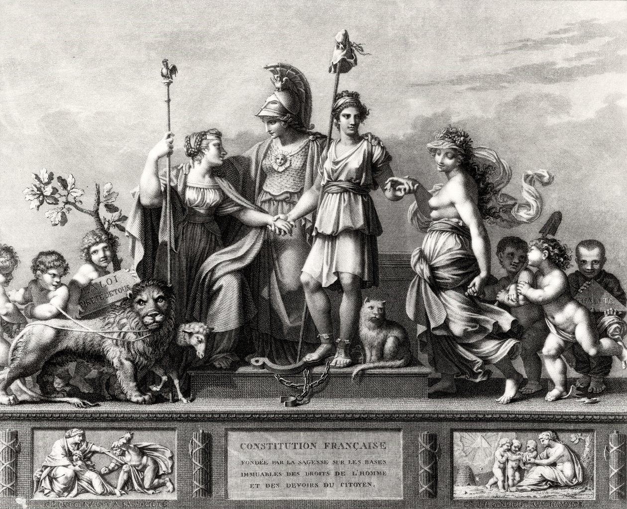 法国宪法，由Jacques Louis Copia（1764-99）镌刻 作者 皮埃尔·保罗·普鲁敦