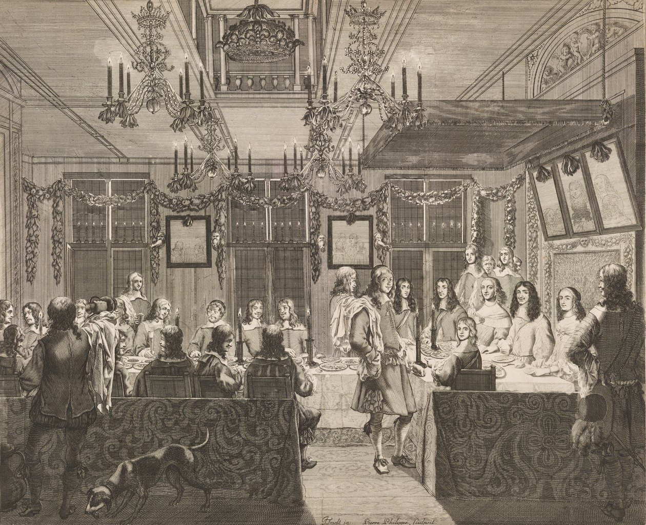 1660年5月30日在英国国王查尔斯二世（1630-1685）访问期间在Mauritshuis举行宴会 作者 皮埃尔·菲利普