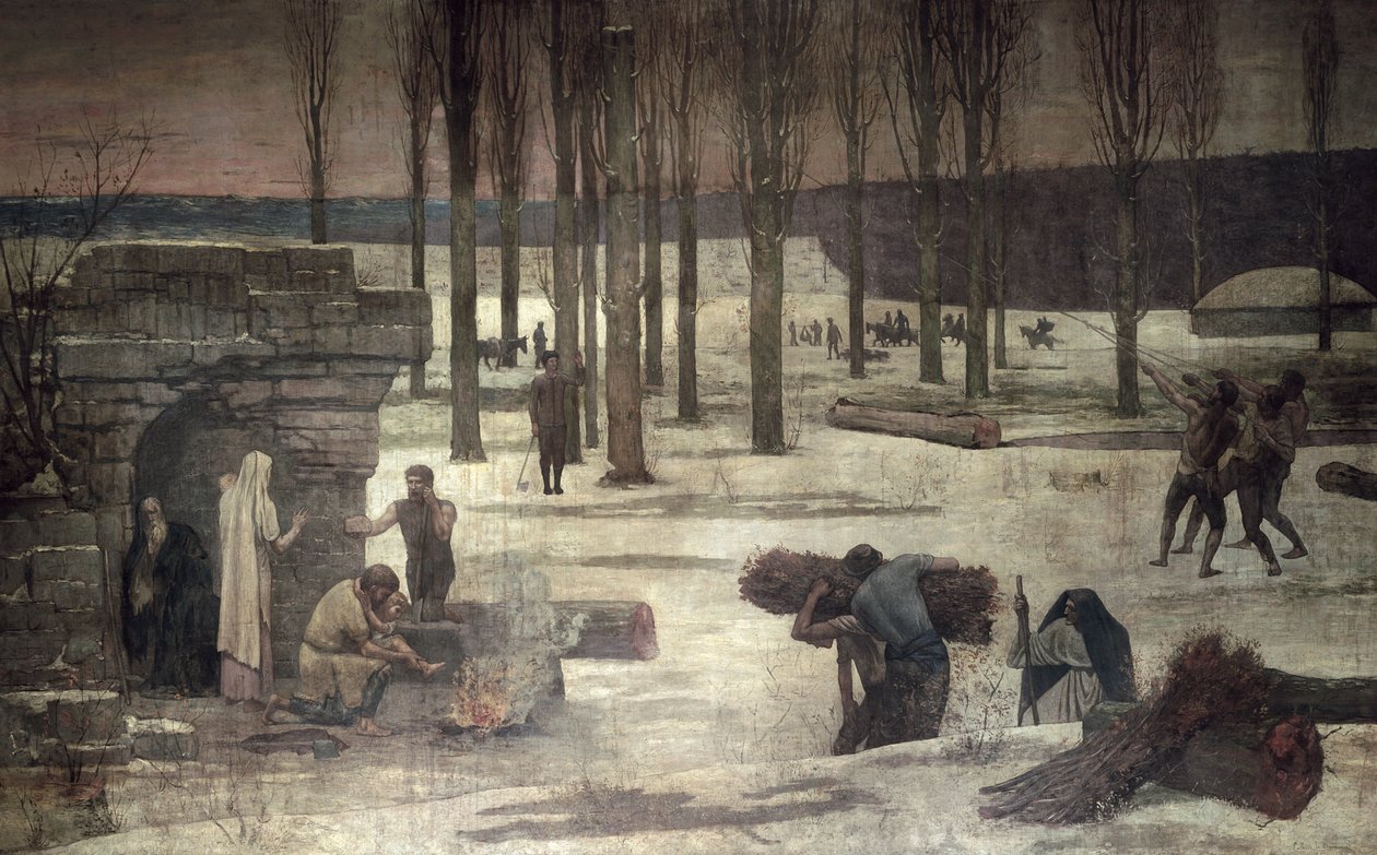 冬天，1889-93（壁画） 作者 皮埃尔·普维斯·德·沙瓦纳