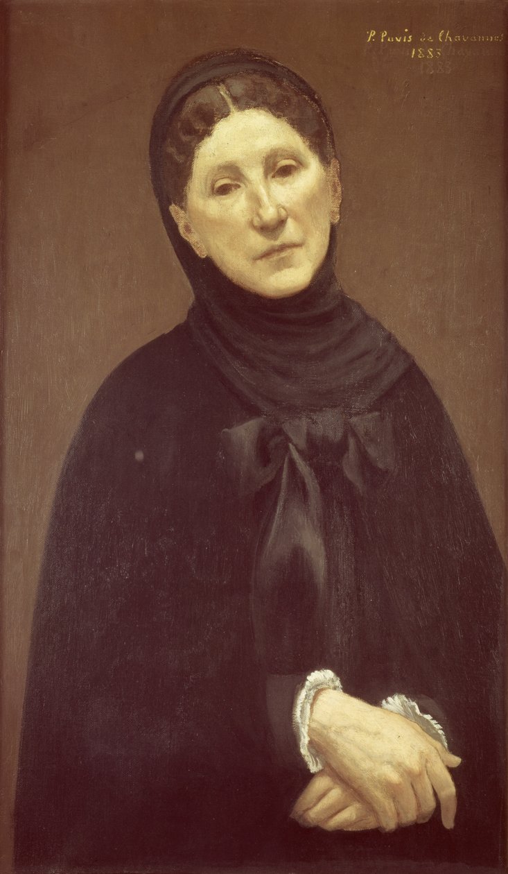 1883年，艺术家的妻子，Chavannes夫人的肖像 作者 皮埃尔·普维斯·德·沙瓦纳