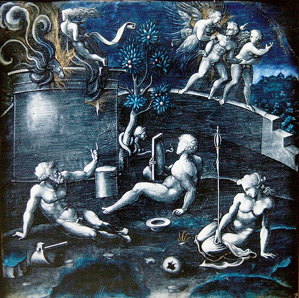 Sin的寓言，c.1570-84（彩绘珐琅） 作者 皮埃尔·雷蒙德
