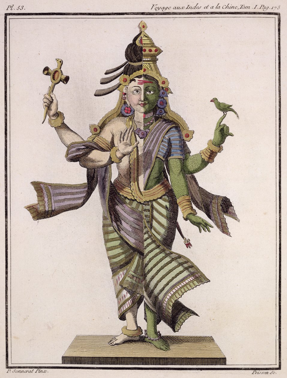 Ardhanarishvara，由皮埃尔·索内拉特（Pierre Sonnerat）撰写的“印度与中国之旅”，由泊松雕刻，于1782年出版 作者 皮埃尔·桑纳拉特