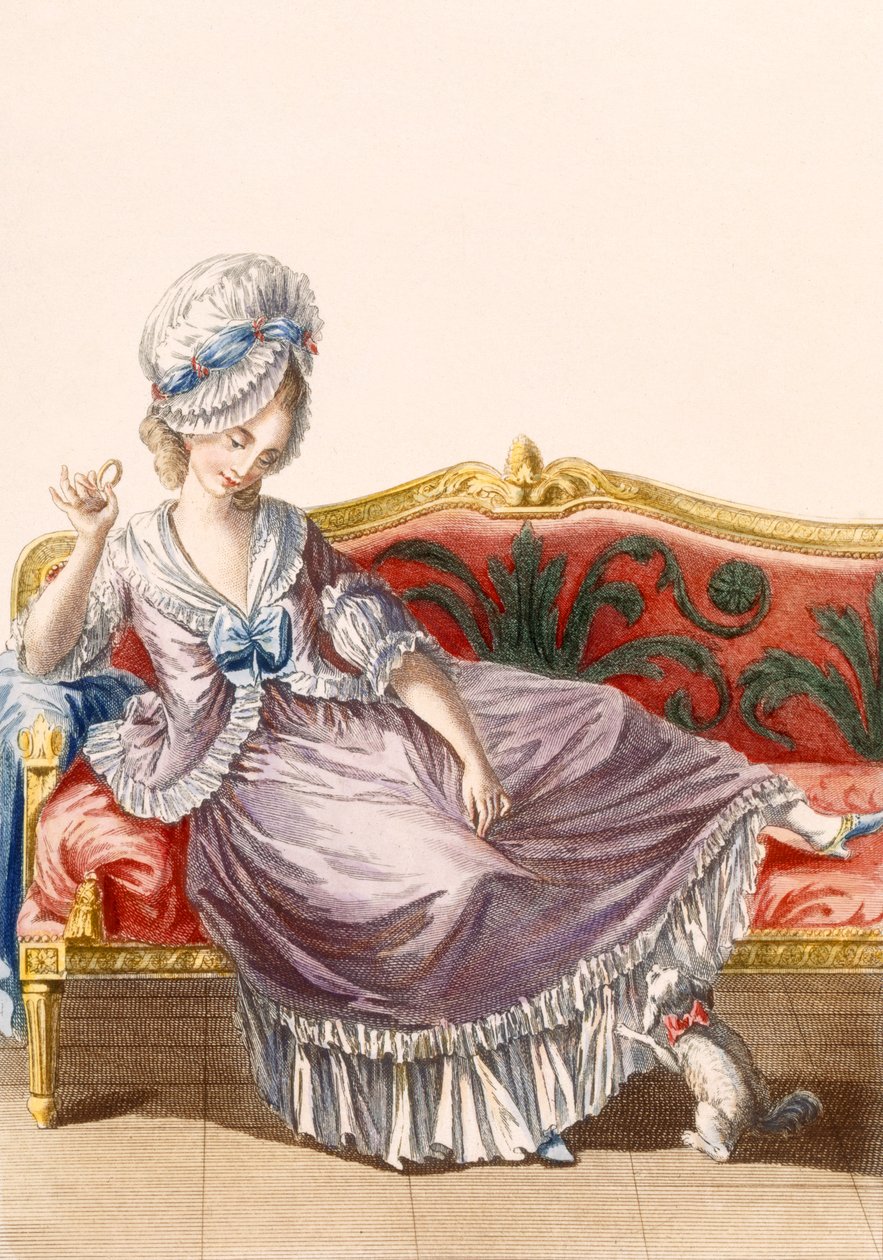Cavaco a la Polonaise，由Dupin雕刻，来自&39;Galeries des Modes et Costumes Francais&39;，c.1778-87 99：衣服;传统服饰;传统服饰;时尚; illustrat 作者 皮埃尔·托马斯·勒克莱尔