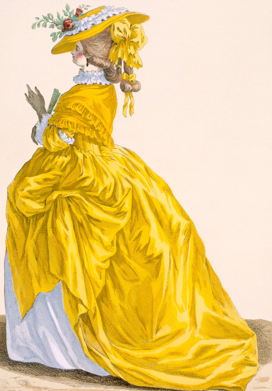 &39;Robe en Foureau&39;，由Bacquoy雕刻，来自&39;Galeries des Modes et Costumes Francais&39;的第187号板块，c.1778-87 99：衣服;传统服饰;传统服饰;时尚;型插画 作者 皮埃尔·托马斯·勒克莱尔
