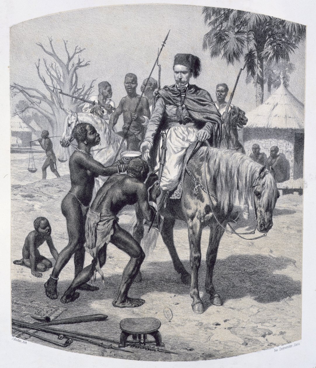 由Jules Didier（1831-c.80）雕刻的“前往苏丹和北非的旅行”的书籍封面c.1850 作者 皮埃尔·特莫