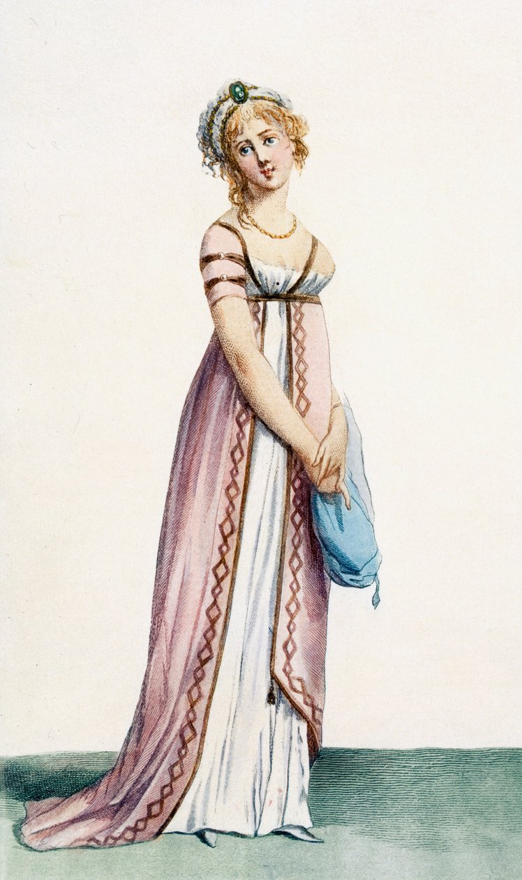 简单设计的女士舞会礼服，插图来自&39;Journal des Dames et des Modes&39;，1799 作者 皮埃尔·德拉·迈桑格