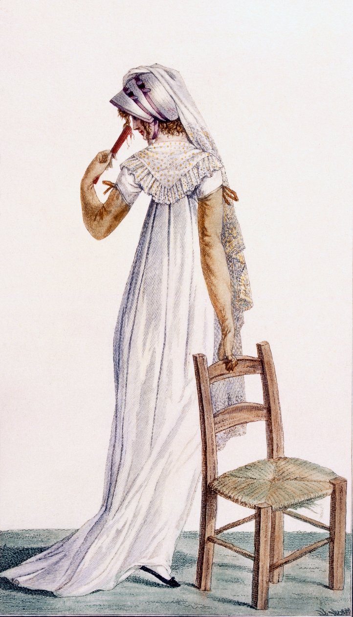 步行连衣裙，插图来自&39;Journal des Dames et des Modes&39;，1800 作者 皮埃尔·德拉·迈桑格